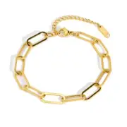 18k Gold Paperclip Chain Bracelet - 18k Gold Plated Stainless Steel - N831