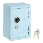 Mini Safe Money Locker Small Bank Money Saving Boxes with Tray 2 Keys, Blue