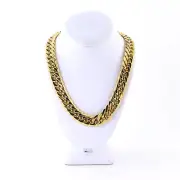 Mens Miami Cuban Link Curb Chain 14k Gold Plated Hip Hop 18.5MM Thick Chain 30"