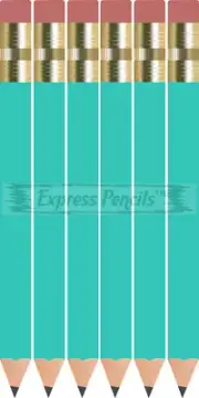 36 Lt.Turquoise Pocket pencils W/Erasers. Half Mini Golf Hexagon #2 Pencils