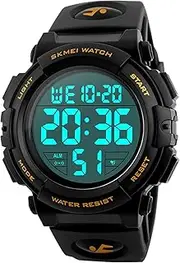 Men’s Big Face Digital Sports Watch with Multifunction 50M Waterproof Alarm Stopwatch Calendar EL Backlight 12H/24H