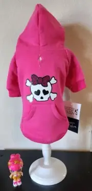 Pepe Longfellow Miss Pink Skully Flex-Fit Dog Hoodie