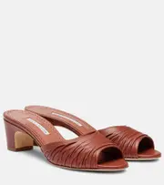 [Manolo Blahnik] Manolo Blahnik Piruabar gathered leather mules AU 6 brown