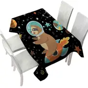Funny Astronaut Sloth on a Rocket Tablecloth
