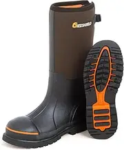 [GIEESHIELD] Men's Rubber Work Boots with Steel Toe & Shank, Waterproof & Anti-Slip, 6mm Neoprene, Durable Brown Rubber Boot for Construction, Farming, Manufacturing, Sizes 7-14