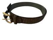 NWT DKNY Medium Matte Croc Embossed Belt Taupe Gold Tone #3700