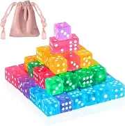 200 Pack Small Dice Set 5mm with 1 Velvet Bag Game Dice 6 Sided Mini Dice Set Transparent Tiny Dice Colored Dice Square Corner for Casino Night Parties Early Elementary Math Learning Counters