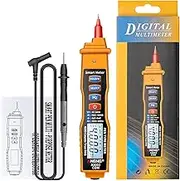 Digital Pen Multimeter NCV AC/DC Voltmeter Ohmmeter Resistance Capacitance Frequanecy Live Line Test Handheld 4000 Counts LCD Backlight Tester with Data Hold and Flashlight Yellow