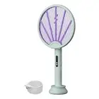 Electric Fly Swatter Racket 2-in-1 Intelligent Bug Zapper W/ USB Rechargeable