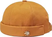 [HAMKVBPR] Mens Brimless Hats Unisex Brimless Hats Coconut Tree Label Skull Caps Adjustable Docker Cap(Yellow)