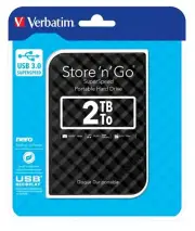 Verbatim 2TB 2.5" USB 3.0 Black Store'n'Go HDD Grid Design plug n play PC or Mac