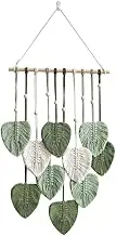 Zicojia Leaf Macrame Wall Hanging Boho Room Home Decor Woven Aesthetic Wall Tapestry Home Room Wedding Decoration Green