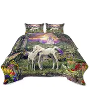 Magical Forest the Sanctuary of the Unicorns Coverlet