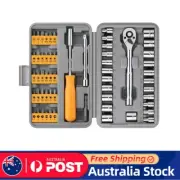 57 PCS 72 Teeth Ratchet Hand Tool Socket Set 1/4"-3/8" Metric Tool Kit