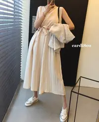 在飛比找Yahoo!奇摩拍賣優惠-CARDI 女裝 正韓 V領綁帶連身褲 高腰裙 連身褲 方領