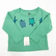 TEA COLLECTION Size 3-6 Months Shirt Totally Turtle Graphic Tee Ocean Green NWT