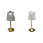 Crystal Table Lamp Metal Base Rechargeable Touch Desk Light (Striped Crystal) Ho