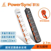 在飛比找momo購物網優惠-【PowerSync 群加】1開6插滑蓋防塵防雷擊延長線/2