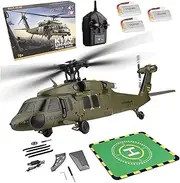 Wl K170 Blackhawk Helicopter, Wl K170 Black Hawk Uh-60l 170 Size 2.4g 4ch Flybarless Rc Helicopter, Rc Military Helicopters for Adults, Aircraft Remote Control Flying Toy (3-Battery Version)
