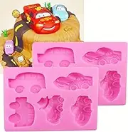 HengKe 2 Pieces 5 Car and Sports Car Shape Silicone Molds Food Grade Cake Molds Cake Baking Molds, Cake Pan Muffin Cups Handmade Soap Molds Icing,Biscuit Decor Chocolate Ice Cube Tray DIY Mold