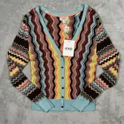 Missoni for Target Colorful Zig-Zag Button Up Knitted Top Cardigan Size Medium