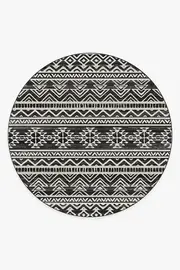 245' Round | Machine Washable Runner Rug | Kid & Pet Friendly | Indoor Rug | Linear Diamond Black Rug | Ruggable