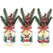 3 Pack Christmas Decorations Mason Jar with Lights for Christmas Table Center...