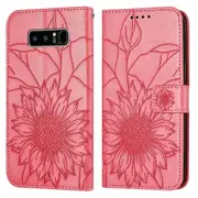 Galaxy Note8 Wallet Case 3 Credit Card Slot ID Card Holder, PU Leather Flip Case - Rose Red