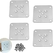 UtySty 4 Pack Leg Mounting Plates Furniture Wooden Legs Mount Flat T-Plate Connector Attachment Bracket Base with Screws for Sofa Cabinet Chair Couche Seat Repair Replacement DIY, UT-221