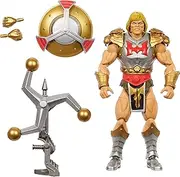 Masters of the Universe Masterverse JBP75 7-Inch Action Figure, New Eternia Flying Fists He-Man, Motu Toy, Rotating Weapon and Shield, 30 Points of Movement
