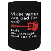 Alcohol Stubby Holder - Video Games Rock N Roll - Funny Novelty Birthday Gift Joke Beer Can Bottle