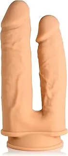Fleshstixxx 7" & 6" Bendable Memory Silicone Double Dildo with Strong Suction Cup- Tan