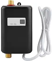EUR Mini Electric Water Heater, 3000W Instant Tankless Hot Water Heater with LCD Display, Under Sink Water Heater for Kitchen Bathroom Washing (Black) TP01144-WML