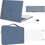 MOSISO Compatible with MacBook Pro 13 inch Case M2 2025, 2024, 2023-2016 A2338 M1 A2251 A2289 A2159 A1989 A1708 A1706, Plastic Hard Case&Bag&Keyboard Skin&Webcam Cover&Screen Protector, Steel Blue