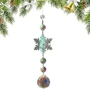 Christmas Crystal Sun Catcher, Christmas Snowflake Sun Catchers Prism Rainbow Maker, Colorful Handmade Christmas Pendant, Garden Home Window Christmas Tree Decor