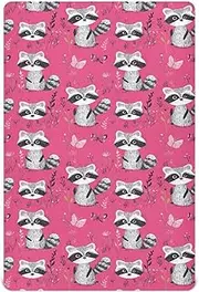Crib Fitted Sheet for Boy Girl Soft Nursery Bed Sheet for Standard Size Crib Mattress 52x28in Chic Raccoon
