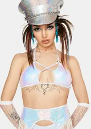 [Roma] Ice Sequin Criss Cross Bra Top