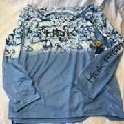 Huk Men’s Sz Xl Performance Tee Azure Blue Fishing Shirt NWT