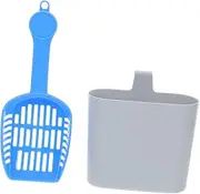 Abaodam 2Pcs Heavy Cat Litter Scooper with Holder Durable Plastic Scoop Shovel for Efficient Sifting for Clumping Litter Long Handle for Easy Waste Removal