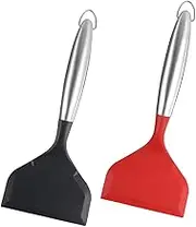 Amosfun 2Pcs Multipurpose Cooking Spatula Ergonomic Nonstick Frying Turner for Pancakes Steak Eggs Lightweight Food Serving Tool for Home Restaurant Use
