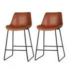 Artiss Set of 2 Bar Stools Kitchen Metal Bar Stool Dining Chairs PU Leather Brow