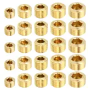 25pcs 1/8" 1/4" 3/8" 1/2" 3/4" NPT Brass Hex Countersunk Plugs Pipe Fittings