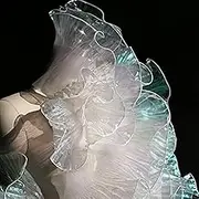 5 Yards Retro Ruffle Pleated Chiffon Trim Dress Bag Decoration Tulle Fabric Applique Trimming Craft Sewing (Iridescent White)