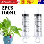 2PCS 100ml Reusable Plastic Syringe Big Large Hydroponics Nutrient Measuring AU