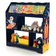 Giantex 3-Tier Kids Bookshelf Toy Storage Organiser Wooden Bookcase Display Stand Playroom Living Room Blue