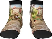 [EdWal] Italy Tuscan print Men's Moisture Control Crew Socks Socks For Men and Women Gifts For Golf, Hunting, Camping
