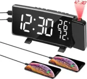 Projection Alarm Clock for Bedrooms, Digital Clock Radio with 180