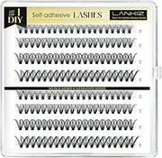 LANKIZ Self Adhesive Eyelashes, 160pcs Reusable No Glue & Remover Needed Lash Clusters, 30D Natural Wispy Individual Lashes, Pre Glued Eyelashes, DIY Glueless Lashes