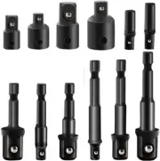 12PCs Drill Socket Adapter Set Impact Nut Driver Extension Bits Connecting Rod