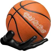 Hand Sculpted Basketball Ball Wall Mount Holder - Large Volleyball Display Stand & Organizer for Sports, Ideal Man Cave Room Decor - Versatile Storage Rack for Footballs (Black)